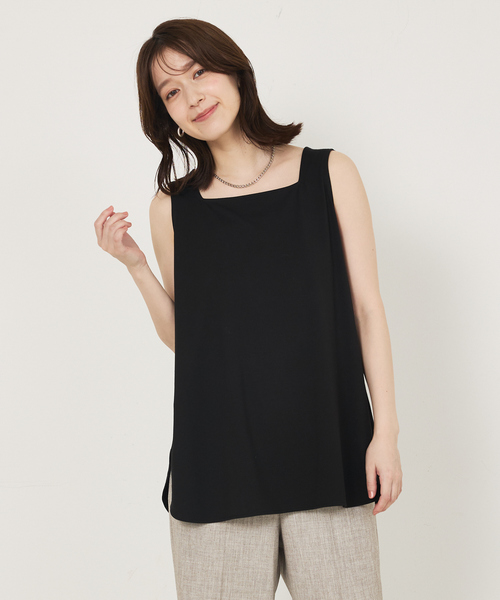abahouse mavie(アバハウスマヴィ)の「【2WAY】スクエアネックシャツヘムタンク/レイヤードインナー(タンクトップ・レディース・ブラック/チャコールグレー/ホワイト・フリー)」の19枚目の写真