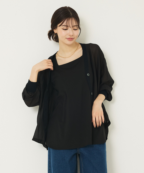 abahouse mavie(アバハウスマヴィ)の「【2WAY】スクエアネックシャツヘムタンク/レイヤードインナー(タンクトップ・レディース・ブラック/チャコールグレー/ホワイト・フリー)」の21枚目の写真