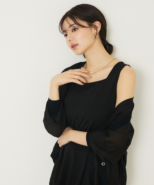 abahouse mavie(アバハウスマヴィ)の「【2WAY】スクエアネックシャツヘムタンク/レイヤードインナー(タンクトップ・レディース・ブラック/チャコールグレー/ホワイト・フリー)」の22枚目の写真