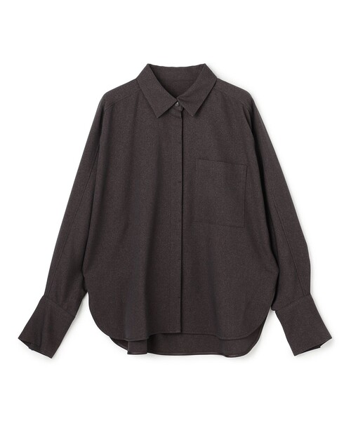uncrave(アンクレイヴ)の「ウォッシャブルウールライクツイル ドルマンシャツ(シャツ/ブラウス・レディース・ダークブラウン系/ブラウン系/グレー系/ネイビー系・1/2)」の1枚目の写真