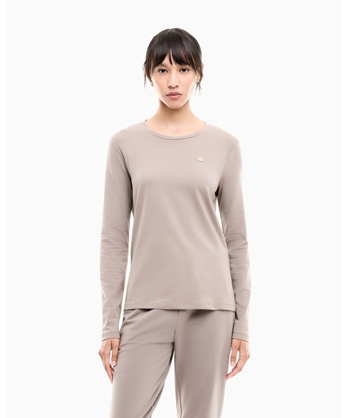EMPORIO ARMANI EA7(エンポリオアルマーニイーエーセブン)の「<オンライン限定>【エンポリオ アルマーニ EA7】Core Lady 長袖Tシャツ ストレッチジャージー(Tシャツ/カットソー・レディース・ベージュ/ホワイト/ブラック/ライトグレー/サンドグレー・LARGE/MEDIUM/SMALL/X-SMALL/X-LARGE)」の1枚目の写真