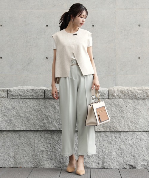DRESS PLUS（ドレスプラス）の「涼感漂う麻素材のラップ風ベスト（ベスト・レディース・ダークベージュ/チャコール/オートミール・M/S）」の8枚目の写真