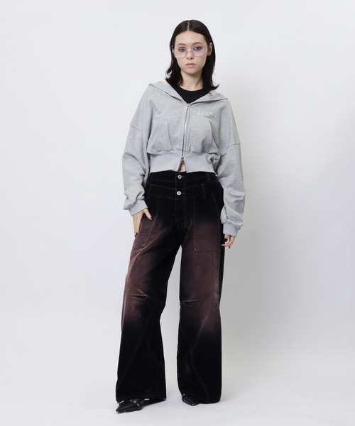 SPIRALGIRL（スパイラルガール）の「ベロアデニムルーズシルエットパンツ（デニムパンツ・レディース・ネイビー/ブラウン・FREE）」の12枚目の写真