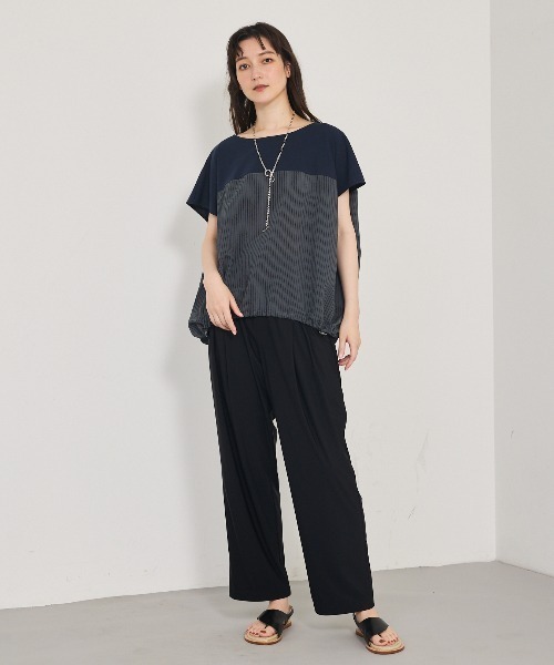 qualite(カリテ)の「コンビドロストプルオーバー(Tシャツ/カットソー・レディース・ネイビー/オフホワイト・フリー)」の3枚目の写真