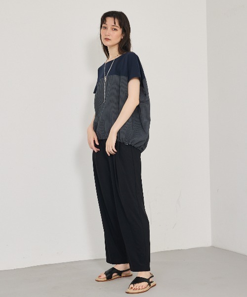 qualite(カリテ)の「コンビドロストプルオーバー(Tシャツ/カットソー・レディース・ネイビー/オフホワイト・フリー)」の4枚目の写真