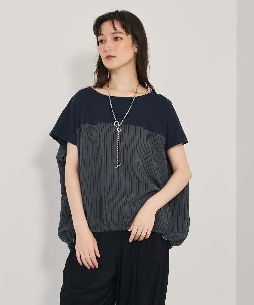 qualite(カリテ)の「コンビドロストプルオーバー(Tシャツ/カットソー・レディース・ネイビー/オフホワイト・フリー)」の5枚目の写真