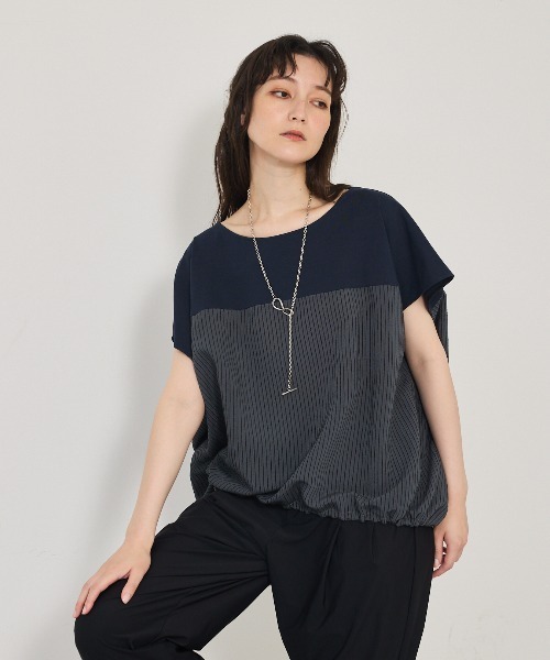 qualite(カリテ)の「コンビドロストプルオーバー(Tシャツ/カットソー・レディース・ネイビー/オフホワイト・フリー)」の18枚目の写真
