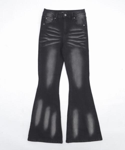 WEGO(ウィゴー)の「DISPARK/ブラストフレアデニム(デニムパンツ・レディース・ブラック/ライトインディゴブルー・MEDIUM/SMALL)」の10枚目の写真