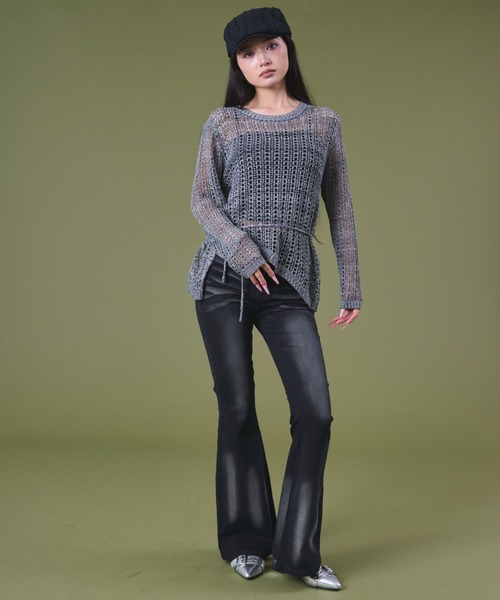 WEGO(ウィゴー)の「DISPARK/ブラストフレアデニム(デニムパンツ・レディース・ブラック/ライトインディゴブルー・MEDIUM/SMALL)」の15枚目の写真