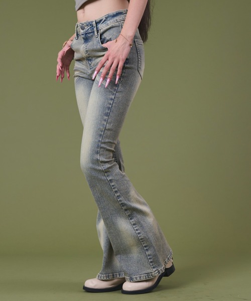 WEGO(ウィゴー)の「DISPARK/ブラストフレアデニム(デニムパンツ・レディース・ブラック/ライトインディゴブルー・MEDIUM/SMALL)」の14枚目の写真