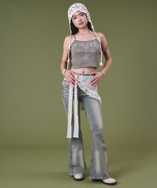 WEGO(ウィゴー)の「DISPARK/ブラストフレアデニム(デニムパンツ・レディース・ブラック/ライトインディゴブルー・MEDIUM/SMALL)」の12枚目の写真