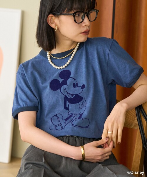 セール】【MICKEY MOUSE】 リンガーTシャツ/ミッキーマウス（Tシャツ