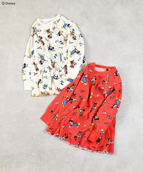 Disney】ミッキーマウスワッフルビッグロンT（Tシャツ