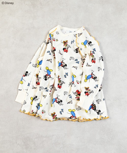 Disney】ミッキーマウスワッフルビッグロンT（Tシャツ