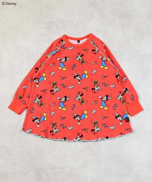 Disney】ミッキーマウスワッフルビッグロンT（Tシャツ/カットソー
