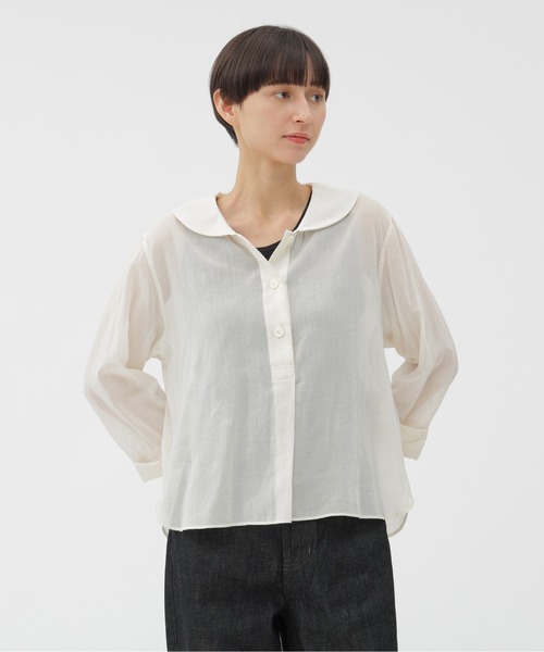 美品✨マーガレットハウエル MARGARETHOWELL ブラウス シャツ 美品*マーガレットハウエル*2019 ドット襟 シャツ/ブラウス*1
