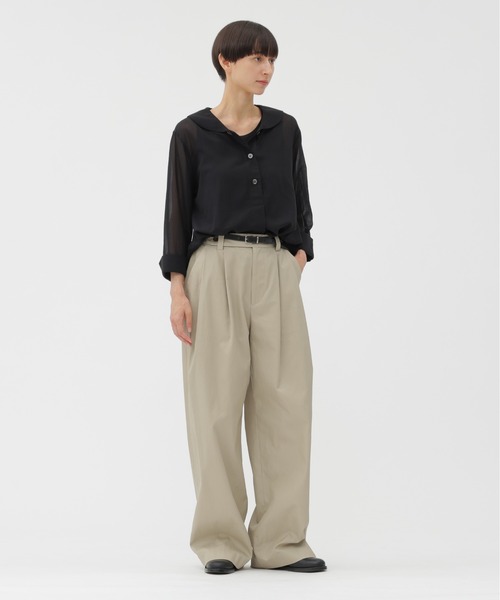 MARGARET HOWELL（マーガレットハウエル）の「COTTON SILK CHIFFON（シャツ/ブラウス・レディース・アイボリー/ブラック・1/2）」の8枚目の写真