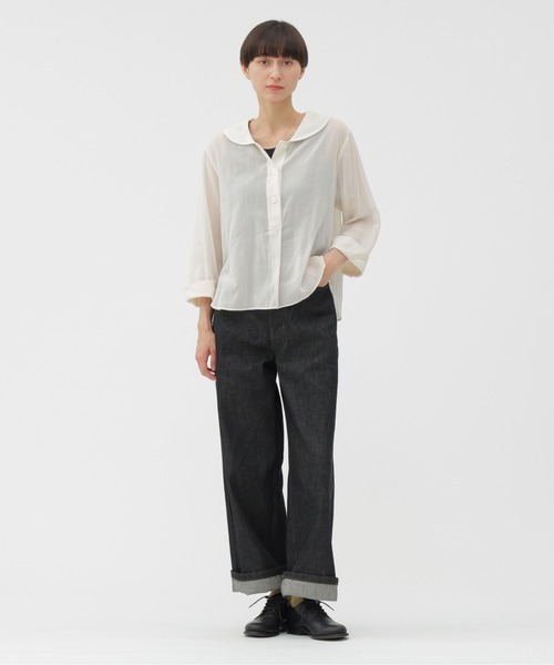 MARGARET HOWELL（マーガレットハウエル）の「COTTON SILK CHIFFON（シャツ/ブラウス・レディース・アイボリー/ブラック・1/2）」の3枚目の写真