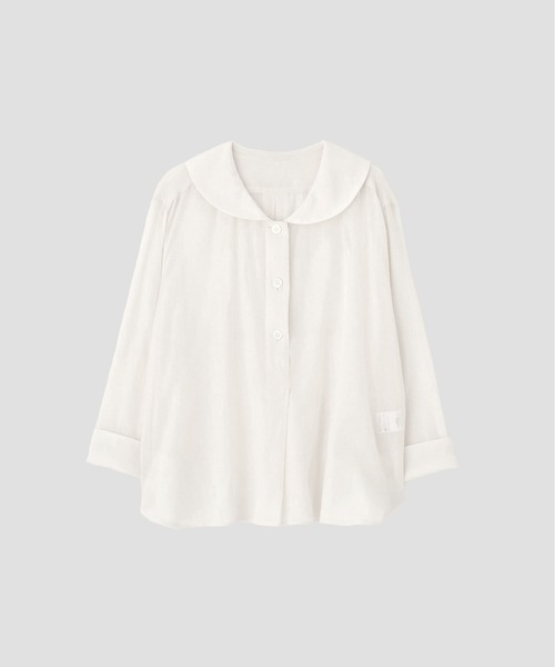 MARGARET HOWELL（マーガレットハウエル）の「COTTON SILK CHIFFON（シャツ/ブラウス・レディース・アイボリー/ブラック・1/2）」の5枚目の写真