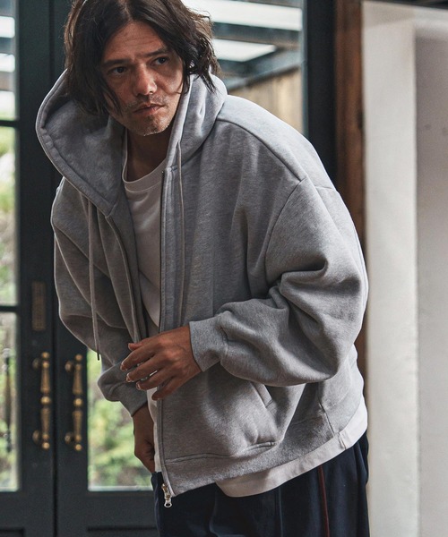 ベーシックパーカー mpa3898- ビッグフーデッド裏起毛ZIPパーカー（パーカー）｜CAMBIO