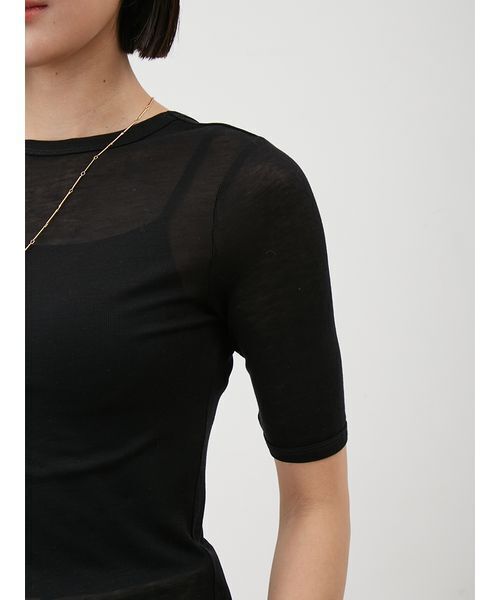 Mila Owen(ミラオーウェン)の「ボートネック後ろあきハーフスリーブT(Tシャツ/カットソー・レディース・ホワイト/ボルドー/ブラック/ライトブルー・0/1)」の9枚目の写真