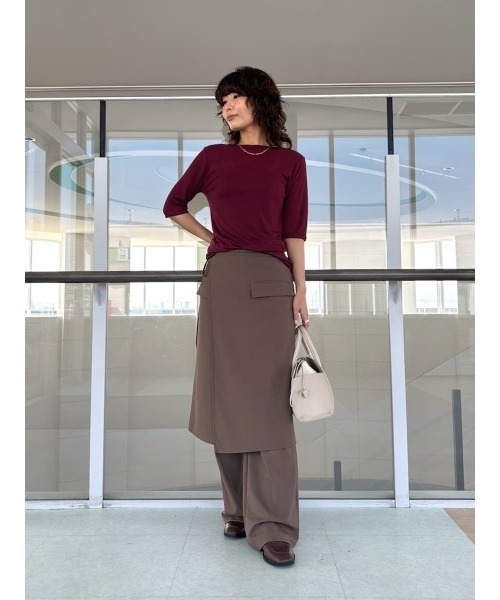 Mila Owen(ミラオーウェン)の「ボートネック後ろあきハーフスリーブT(Tシャツ/カットソー・レディース・ホワイト/ボルドー/ブラック/ライトブルー・0/1)」の16枚目の写真