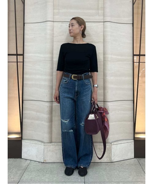 Mila Owen(ミラオーウェン)の「ボートネック後ろあきハーフスリーブT(Tシャツ/カットソー・レディース・ホワイト/ボルドー/ブラック/ライトブルー・0/1)」の22枚目の写真