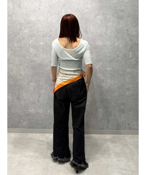 Mila Owen(ミラオーウェン)の「ボートネック後ろあきハーフスリーブT(Tシャツ/カットソー・レディース・ホワイト/ボルドー/ブラック/ライトブルー・0/1)」の18枚目の写真