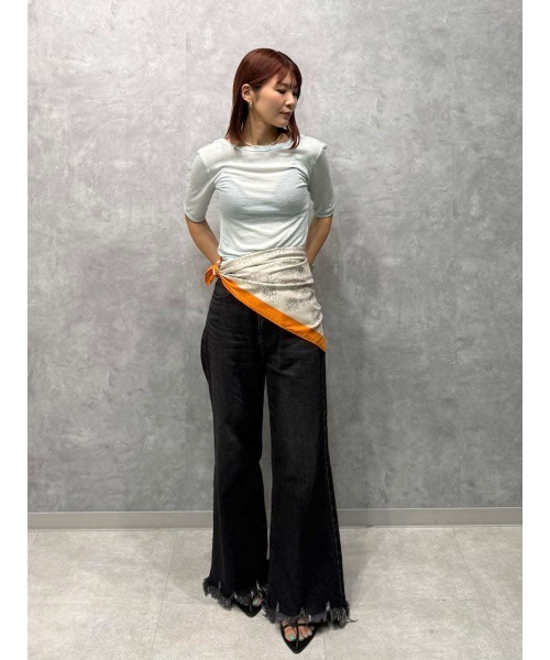 Mila Owen(ミラオーウェン)の「ボートネック後ろあきハーフスリーブT(Tシャツ/カットソー・レディース・ホワイト/ボルドー/ブラック/ライトブルー・0/1)」の17枚目の写真