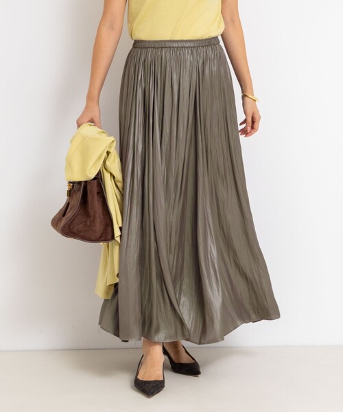 セール】ウォッシャブルレザーサテンギャザースカート（スカート