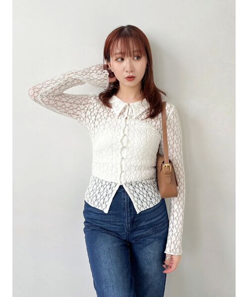 dazzlin（ダズリン）の「シュリンクレースコンパクトシャツ（シャツ/ブラウス・レディース・オフホワイト/ブラック・FREE）」の20枚目の写真