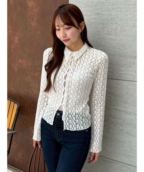 dazzlin（ダズリン）の「シュリンクレースコンパクトシャツ（シャツ/ブラウス・レディース・オフホワイト/ブラック・FREE）」の16枚目の写真