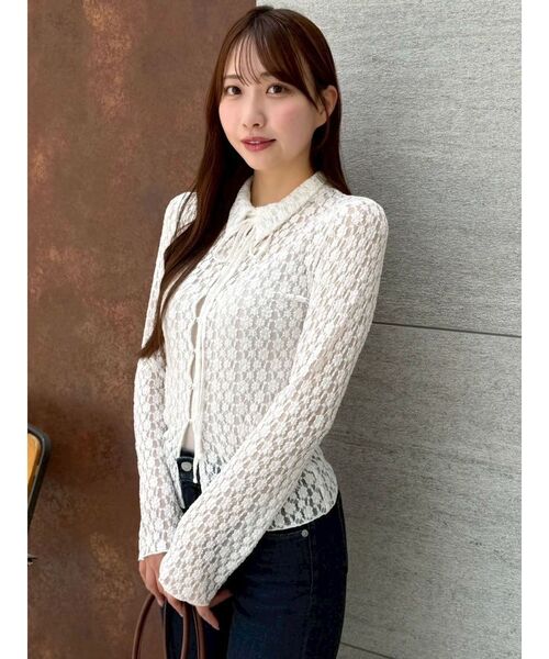 dazzlin（ダズリン）の「シュリンクレースコンパクトシャツ（シャツ/ブラウス・レディース・オフホワイト/ブラック・FREE）」の17枚目の写真