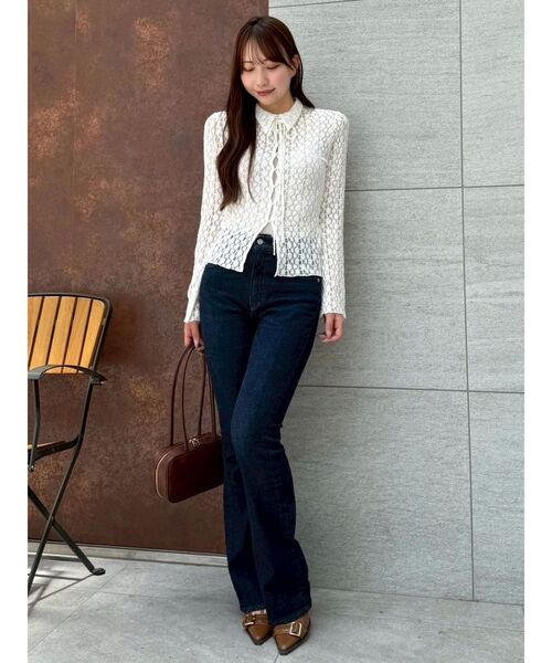 dazzlin（ダズリン）の「シュリンクレースコンパクトシャツ（シャツ/ブラウス・レディース・オフホワイト/ブラック・FREE）」の12枚目の写真