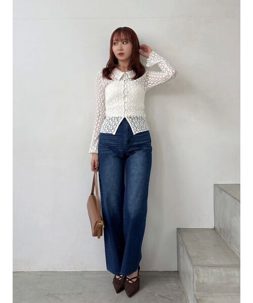 dazzlin（ダズリン）の「シュリンクレースコンパクトシャツ（シャツ/ブラウス・レディース・オフホワイト/ブラック・FREE）」の8枚目の写真