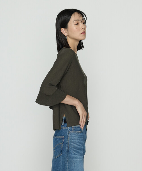 K.T KIYOKO TAKASE（キヨコタカセ）の「天竺裏目編み スパンコールニットプルオーバー（ニット/セーター・レディース・カーキ/ネイビー・9号/11号）」の8枚目の写真