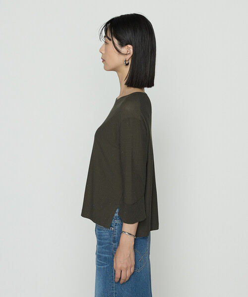 K.T KIYOKO TAKASE（キヨコタカセ）の「天竺裏目編み スパンコールニットプルオーバー（ニット/セーター・レディース・カーキ/ネイビー・9号/11号）」の10枚目の写真