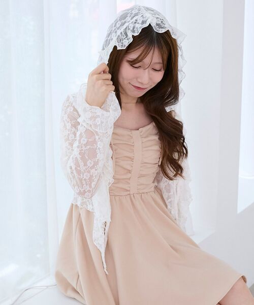 MAJESTIC LEGON(マジェスティックレゴン)の「フード付きフリルカーデ(カーディガン/ボレロ・レディース・ブラウン/ブラック/オフホワイト/ホワイト系その他2・MEDIUM)」の2枚目の写真