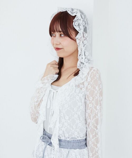 MAJESTIC LEGON(マジェスティックレゴン)の「フード付きフリルカーデ(カーディガン/ボレロ・レディース・ブラウン/ブラック/オフホワイト/ホワイト系その他2・MEDIUM)」の7枚目の写真