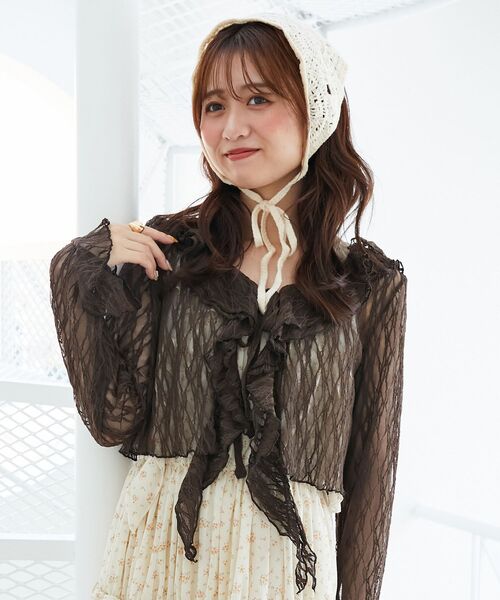 MAJESTIC LEGON(マジェスティックレゴン)の「フード付きフリルカーデ(カーディガン/ボレロ・レディース・ブラウン/ブラック/オフホワイト/ホワイト系その他2・MEDIUM)」の18枚目の写真