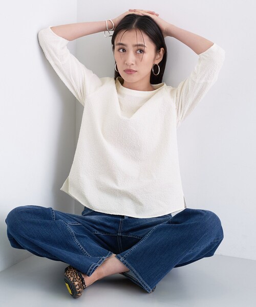INDIVI(インディヴィ)の「【UVケア/吸汗速乾】スリーブデザインブラウス(シャツ/ブラウス・レディース・ブラック/オフホワイト/ブラック系/パープル・38/34/19/15 /13/05/03)」の7枚目の写真