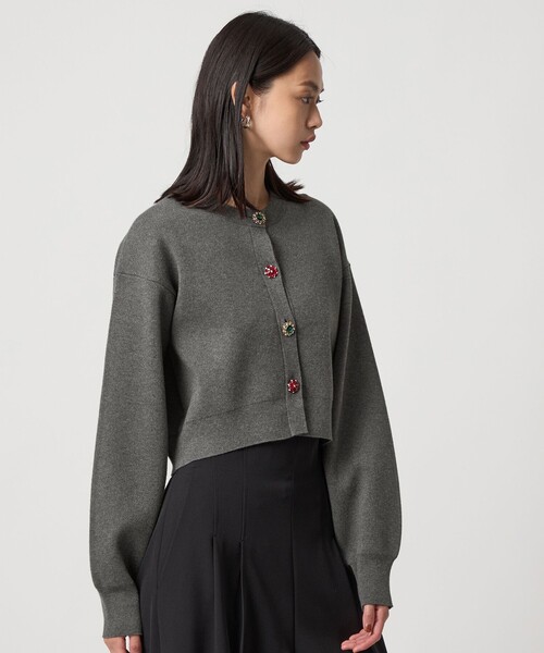 EMMEL REFINES(エメルリファインズ)の「<EMMEL REFINES>EM HW ビジュー ミニ カーディガン(カーディガン/ボレロ・レディース・ネイビー/イエロー/グレー・FREE)」の9枚目の写真