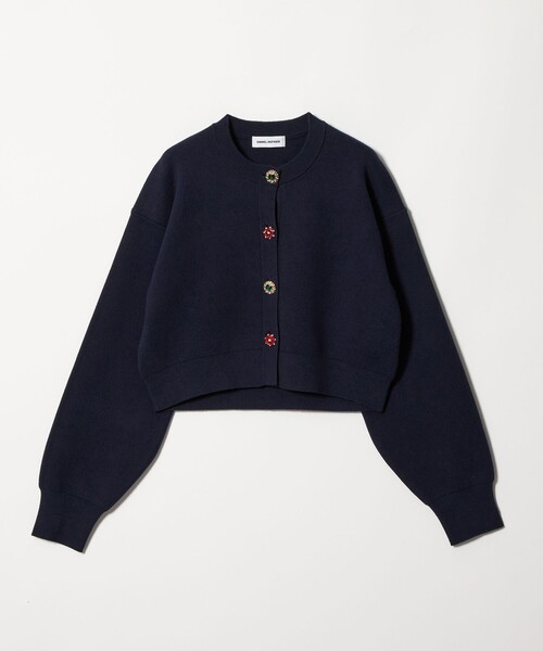 EMMEL REFINES ビジュー ミニ カーディガン　ネイビー EMMEL REFINES＞EM HW ビジュー ミニ カーディガン（カーディガン