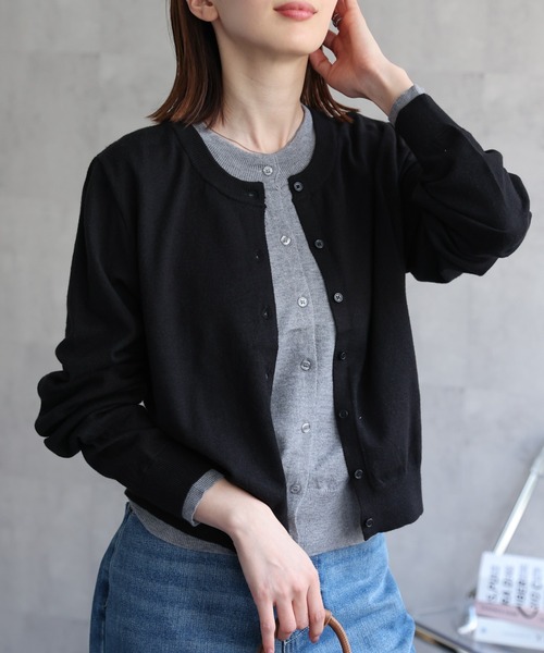 セール】フェイクレイヤード 配色カーディガン（カーディガン/ボレロ