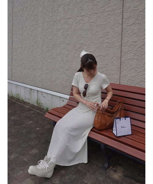 JUMELLE（ジュメロ）の「小花柄リブワンピース（ワンピース・レディース・アイボリー・FREE）」の4枚目の写真