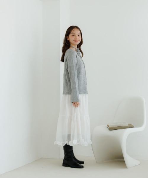 flower（フラワー）の「リボンチョーカーニット（ニット/セーター・レディース・グレー・FREE）」の6枚目の写真