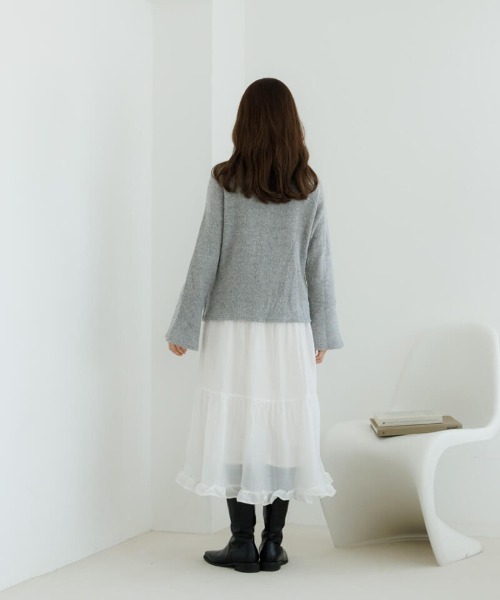 flower（フラワー）の「リボンチョーカーニット（ニット/セーター・レディース・グレー・FREE）」の7枚目の写真