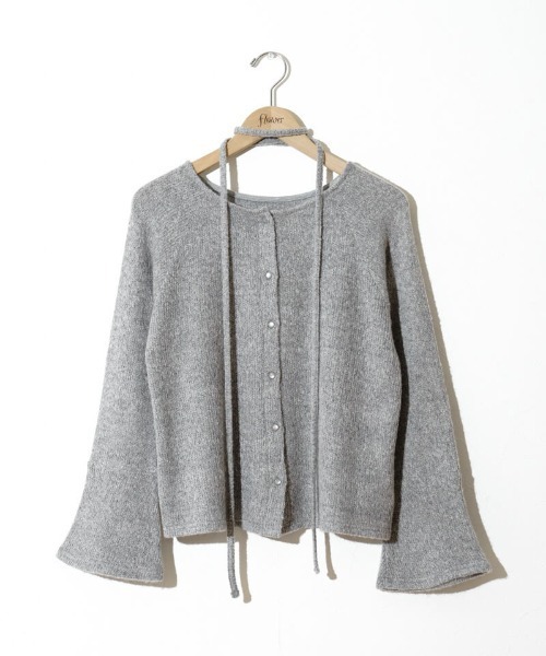 flower（フラワー）の「リボンチョーカーニット（ニット/セーター・レディース・グレー・FREE）」の9枚目の写真