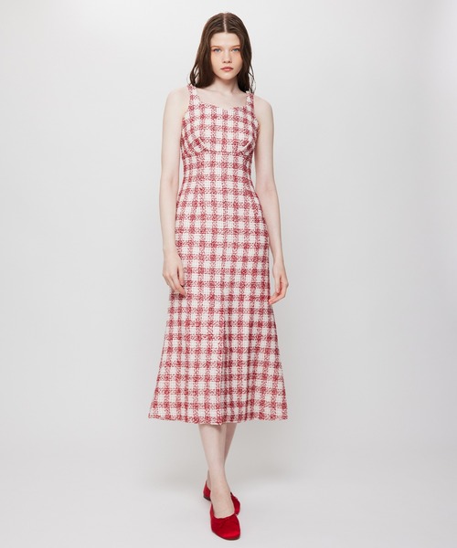 DEICY(デイシー)の「ループチェックサロペワンピース(ワンピース・レディース・レッド・1/0)」の4枚目の写真