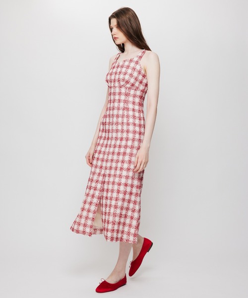 DEICY(デイシー)の「ループチェックサロペワンピース(ワンピース・レディース・レッド・1/0)」の5枚目の写真